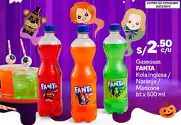Plaza Vea Fanta gaseosas kola inglesa / naranja / manzana oferta