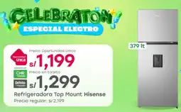 Tottus Hisense refrigeradora top mount oferta