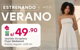 Tottus Redwood vestido strapless mujer oferta