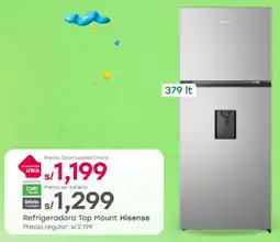 Tottus Hisense refrigeradora top mount oferta