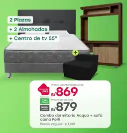 Tottus Forli combo dormitorio acqua + sofá cama oferta