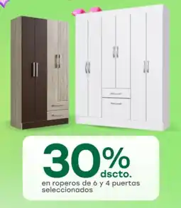 Tottus En roperos de 6 y 4 puertas seleccionados oferta