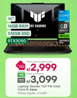 Tottus Asus laptop gamer tuf f16 intel core i5 oferta
