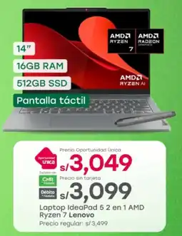 Tottus Lenovo laptop ideapad 5 2 en 1 amd ryzen 7 oferta