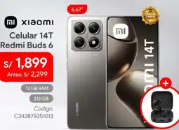 Hiraoka Xiaomi celular 14t + redmi buds 6 oferta