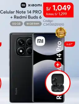 Hiraoka Xiaomi celular note 14 pro + redmi buds 6 oferta