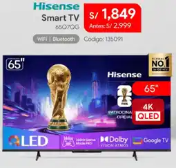 Hiraoka Hisense smart tv 65" oferta