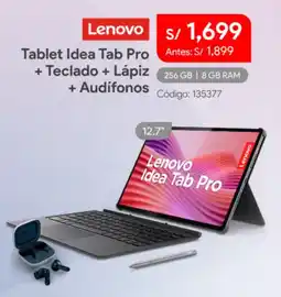 Hiraoka Lenovo tablet idea tab pro + teclado + lápiz + audífonos oferta