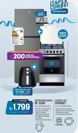 El Gallo Más Gallo Indurama refrigeradora+cocina 24" RI-3591 oferta