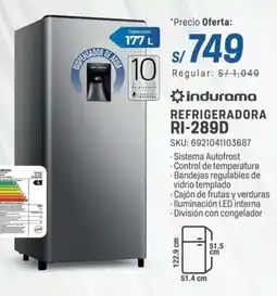 El Gallo Más Gallo Indurama refrigeradora RI-289D oferta