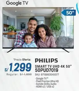 El Gallo Más Gallo Philip smart tv uhd 4k 50" 50PUD7019 oferta
