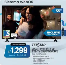 El Gallo Más Gallo Telstar smart tv uhd 4k 55" TTL-TV55UEW5F3PE oferta