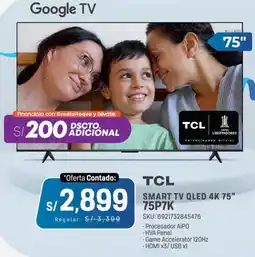 El Gallo Más Gallo Tcl smart tv qled 4k 75" 75P7K oferta