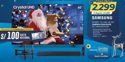 El Gallo Más Gallo Samsung smart tv uhd 4k 65" + samsung soundbar + rack movible oferta