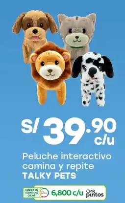 Tottus Talky pets peluche interactivo camina y repite oferta