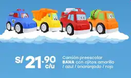 Tottus Bana camión preescolar con ojitos amarillo c/u / azul / anaranjado / rojo oferta