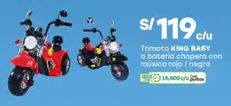 Tottus King baby trimoto a batería chopera con música roja / negra oferta