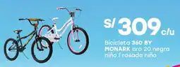 Tottus By monark bicicleta 360 aro 20 negra niño / rosada niña oferta