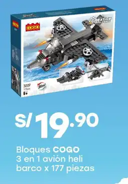 Tottus Cogo bloques 3 en 1 avión heli barco oferta
