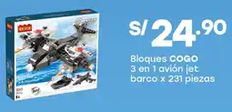 Tottus Cogo bloques 3 en 1 avión jet barco oferta