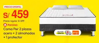 Metro Paraíso cama per 2 plazas acero + 2 almohadas + 1 protector oferta