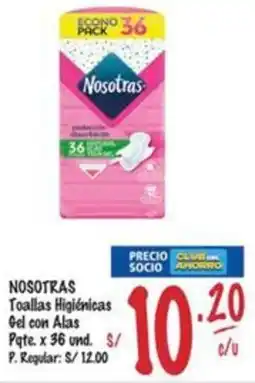 MaxiAhorro Nosotras toallas higiénicas gel con alas pate. oferta