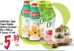 MaxiAhorro Laive bio/ sbelt yogurt bebible sabores variados bot. oferta