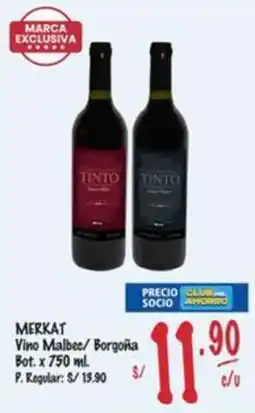 MaxiAhorro Merkat vino malbec/borgoña bot. oferta