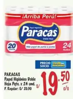 MaxiAhorro Paracas papel higiénico doble hoja pqte. oferta