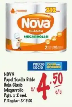 MaxiAhorro Nova papel toalla doble hoja clasic megarrollo pate. oferta