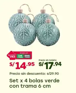 Tottus Bolas verde con trama 6 cm oferta