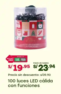 Tottus 100 luces led cálida con funciones oferta