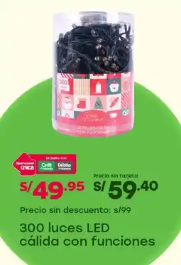 Tottus 300 luces led cálida con funciones oferta