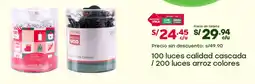 Tottus 100 luces calidad cascada / 200 luces arroz colores oferta