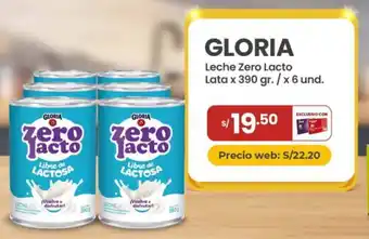 Gloria leche zero lacto lata