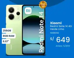 Tiendas EFE Xiaomi redmi note 14 4g verde lima oferta