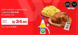 Wong Inca kola pollo rostizado + papas fritas + gaseosa sin azúcar oferta