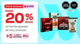 Wong En hamburguesas de res y chorizos oferta