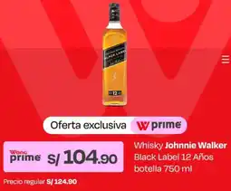Wong Johnnie walker whisky black label 12 años botella oferta