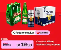 Wong Pilsen, stella artois y corona cervezas oferta
