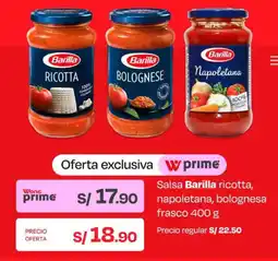 Wong Barilla Salsa ricotta, napoletana, bolognesa frasco oferta