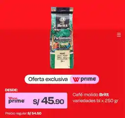 Wong Britt café molido variedades bl oferta