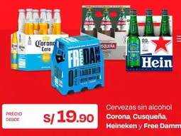 Wong Corona, cusqueña, heineken y free damm cervezas sin alcohol oferta
