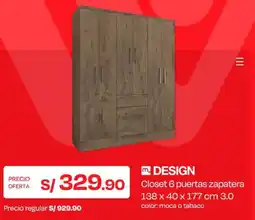 Wong Design closet 6 puertas zapatera oferta