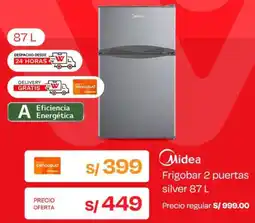 Wong Midea frigobar 2 puertas silver oferta