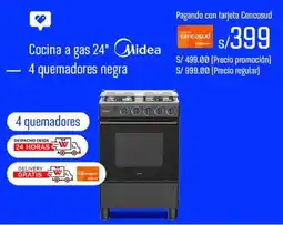 Wong Midea cocina a gas 24" oferta