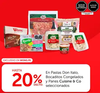 Wong Cuisine & co en pastas don italo, bocaditos congelados y panes seleccionados oferta