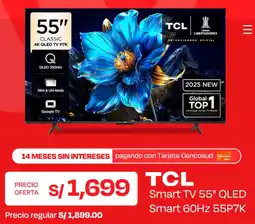 Wong Tcl smart tv 55" qled oferta