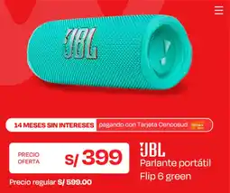Wong Jbl parlante portátil flip 6 green oferta