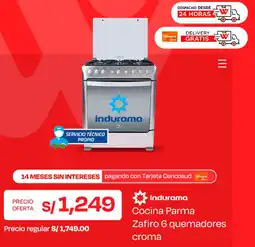 Wong Indurama cocina parma zafiro 6 quemadores croma oferta